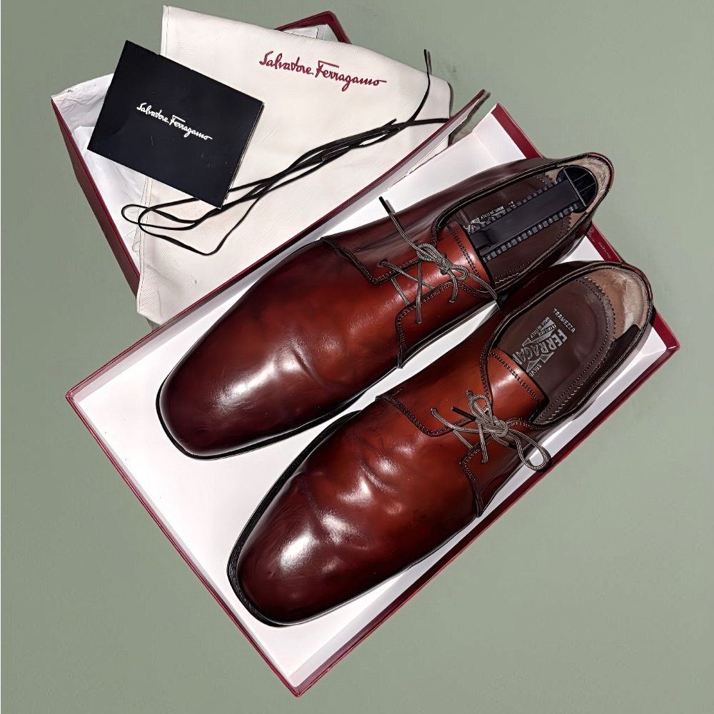 new authentic men’s Ferragamo Tramezza Oxford with covered laces